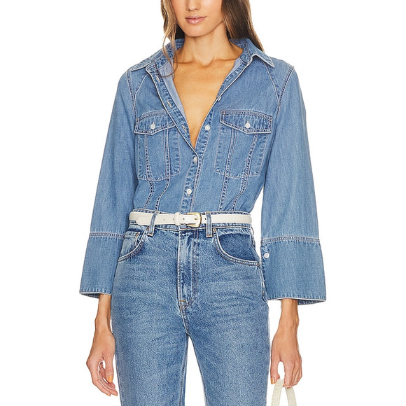 Veronica Beard Tops - Veronica Beard 'Tivi' Blue Cotton Shirt Size S